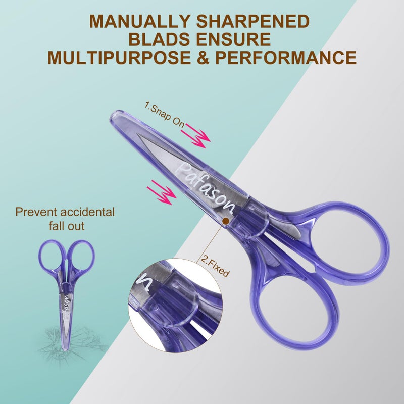 PAFASON Sharpest & Precise Embroidery Scissor Set 2 PC Curved Straight for Quilting Sewing Knitting Crafting Cross Stitch Crochet Thread Yarn Paper Fabric Detail Cutting Stainless Steel Safety Case - Image 4